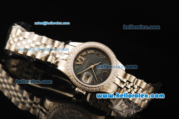Rolex Datejust Automatic Movement ETA Coating Case with Diamond Bezel and Steel Strap - Click Image to Close